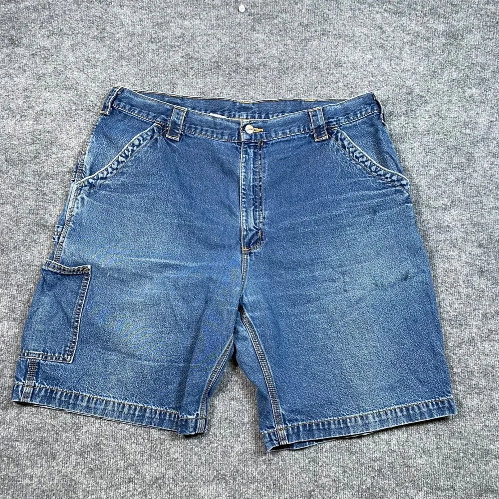 Carhartt Mens Loose Fit Carpenter Denim Shorts Blue B153HDK Size 40 Hammer Loop